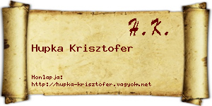 Hupka Krisztofer névjegykártya